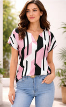 Load image into Gallery viewer, Multicolor pink blouse with dolman sleeve
