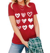 Load image into Gallery viewer, Red t-shirt with hearts
