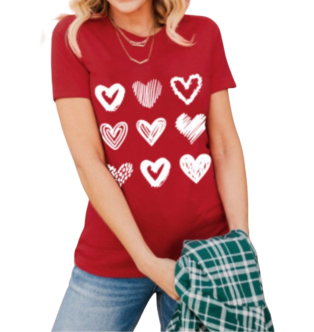 Red t-shirt with hearts