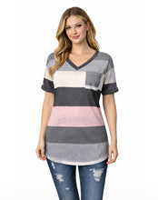 Load image into Gallery viewer, Lightweight color block v neck tee
