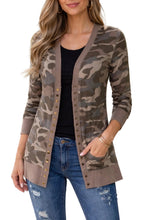 Load image into Gallery viewer, Lightweight camouflage print snap button cardigan
