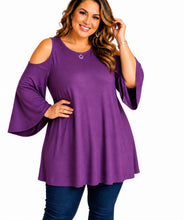 Load image into Gallery viewer, Plus size cold shoulder top.
