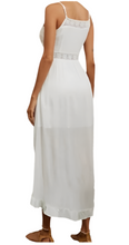 Load image into Gallery viewer, Button up white maxi dress with flounced hem
