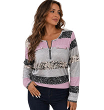 Load image into Gallery viewer, Multicolor colorblock plus size top with zipper
