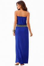 Load image into Gallery viewer, Strapless tube maxi dress with tribal print trim
