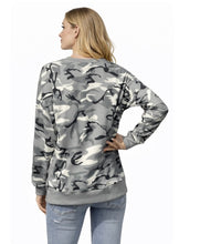 Load image into Gallery viewer, Grey camouflage loose fitting sweatshirt
