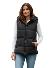Load image into Gallery viewer, Hooded puffer vest with pockets
