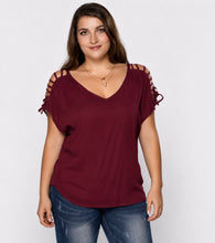 Load image into Gallery viewer, Lightweight chiffon cutout sleeve blouse
