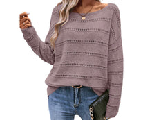 Load image into Gallery viewer, Hollow out dusty pink sweater with drop shoulder

