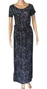 Short sleeve animal print maxi dress