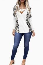 Load image into Gallery viewer, Long sleeve criss cross top with leopard print on sides
