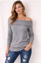 Load image into Gallery viewer, Soft, fuzzy one shoulder sweater

