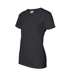 Ladies black cotton crew neck tee