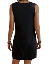 Load image into Gallery viewer, Black sleeveless tricolour dress with lace contrast
