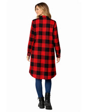 Load image into Gallery viewer, Plaid long shacket with snaps and pockets
