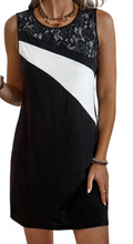 Load image into Gallery viewer, Black sleeveless tricolour dress with lace contrast
