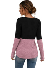 Load image into Gallery viewer, Super soft pink colorblock sweater with crisscross
