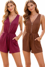 Load image into Gallery viewer, Romper with pockets and front zipper
