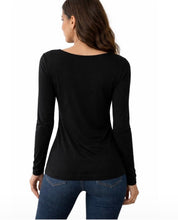 Load image into Gallery viewer, Lightweight colorblock top with cowl neck
