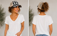 Load image into Gallery viewer, Black plaid hats with criss cross back
