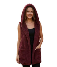 Load image into Gallery viewer, Soft Sherpa hooded vest with pockets
