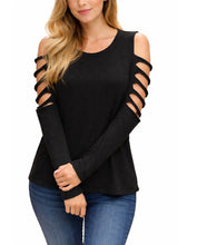 Load image into Gallery viewer, Lightweight long sleeve top with distressed cutout design
