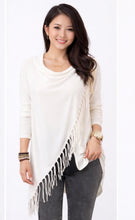 Load image into Gallery viewer, Long sleeve crossed over sweater with tassels
