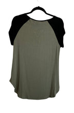 Load image into Gallery viewer, Short sleeve light olive and black top
