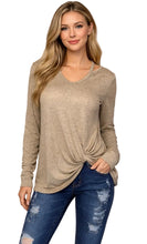 Load image into Gallery viewer, Long sleeve cut out design twisted hem top

