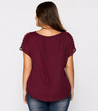 Load image into Gallery viewer, Lightweight chiffon cutout sleeve blouse
