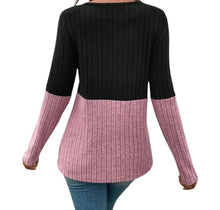 Load image into Gallery viewer, Super soft pink colorblock sweater with crisscross
