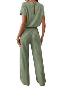 Short sleeve super soft ribbed jumpsuit