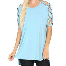 Load image into Gallery viewer, Criss cross sleeve top.
