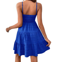 Load image into Gallery viewer, Royal blue ruffle dress with spaghetti straps
