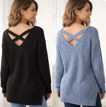 Load image into Gallery viewer, Acrylic knit sweater with criss cross back
