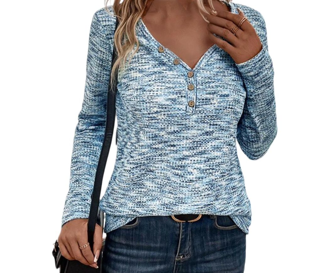 Blue button up top