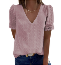 Load image into Gallery viewer, Swiss dot blouse with lace trim
