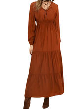Load image into Gallery viewer, Rust colored long sleeve maxi dress
