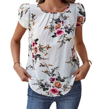 Load image into Gallery viewer, White floral pleated blouse
