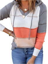 Load image into Gallery viewer, Long sleeve knit hollow out sweater with hood
