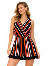 Load image into Gallery viewer, Red striped crossover romper
