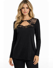 Load image into Gallery viewer, Black cutout lace insert top
