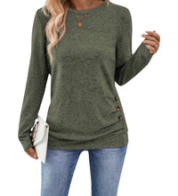 Load image into Gallery viewer, Sweater with ruched side and decorative buttons
