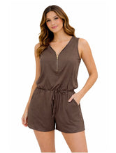 Load image into Gallery viewer, Romper with pockets and front zipper
