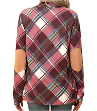 Load image into Gallery viewer, Plaid multi coloured cardigan with elbow patches

