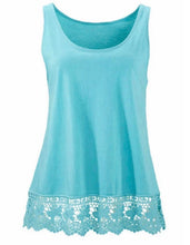 Load image into Gallery viewer, Round neck tank top with lace trim

