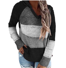Load image into Gallery viewer, Long sleeve knit hollow out sweater with hood
