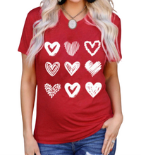 Load image into Gallery viewer, Red t-shirt with hearts
