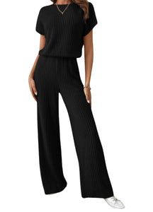 Short sleeve super soft ribbed jumpsuit