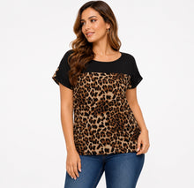 Load image into Gallery viewer, Leopard print short sleeve top with black contrast
